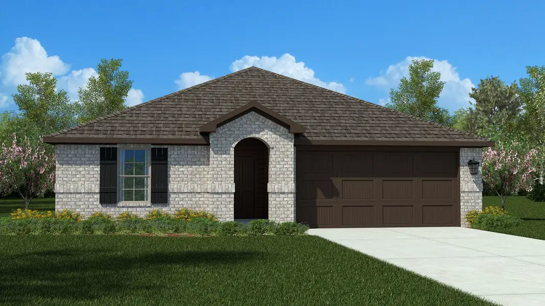Front exterior of a new home in Townes Landing, Fort Worth, TX, highlighting curb appeal (Image 1). Front exterior of a new home in Townes Landing, Fort Worth, TX, highlighting curb appeal (Image 1).