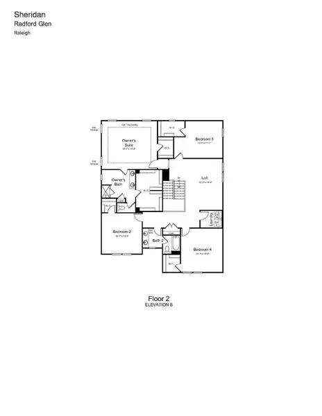 2D floor plan layout of this home in Bridgeberry, Holly Springs, NC (Image 4).