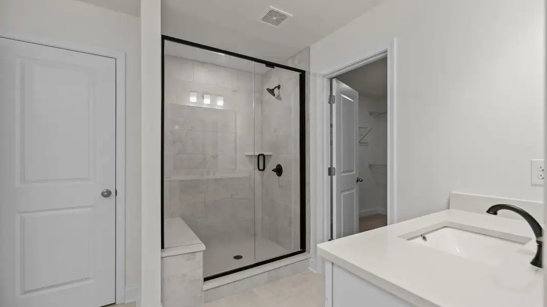 Fully-tiled shower with premium finishes, in the Norris Plan by DRB Homes in York, SC Fully-tiled shower with premium finishes, in the Norris Plan by DRB Homes in York, SC
