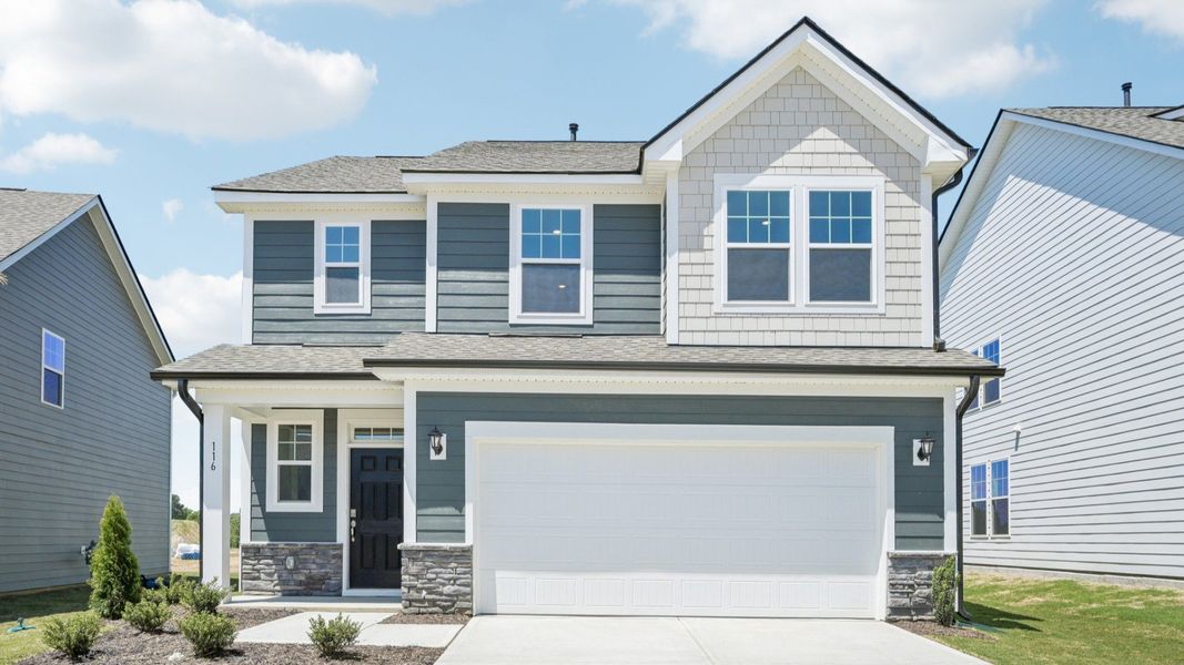 Representative exterior photo of a completed home built from the Bordeaux by DRB Homes in Station Pointe, Angier, NC (Image 25). Representative exterior photo of a completed home built from the Bordeaux by DRB Homes in Station Pointe, Angier, NC (Image 25).