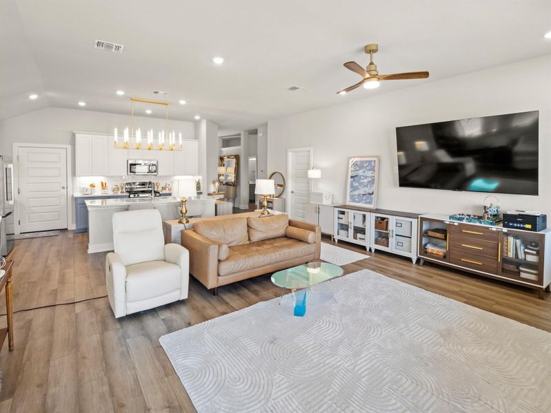 Furnished interior view inside a new home in The Colony, Bastrop (Image 13). Furnished interior view inside a new home in The Colony, Bastrop (Image 13).