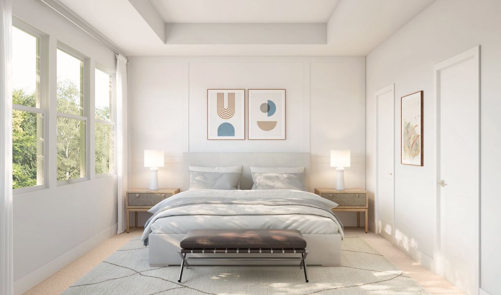 Primary suite with feature wall Primary suite with feature wall