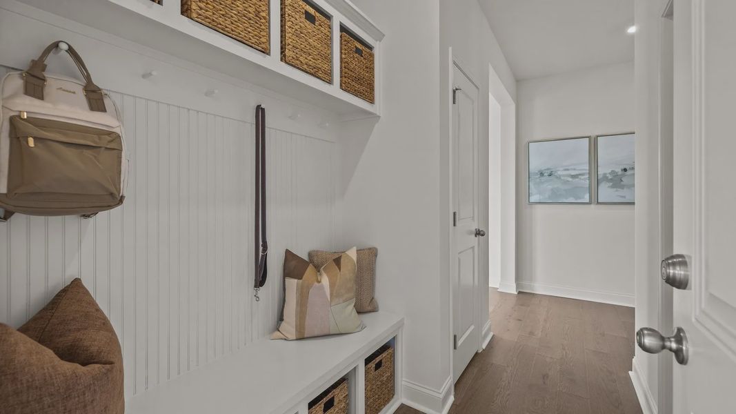 Convenient built-in drop zone entering into the home from the 2-car garage, in the Townsend Design by DRB Homes in York, SC