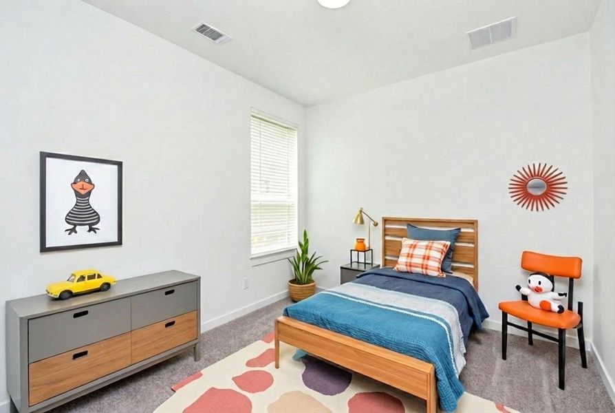 Spacious secondary bedroom; any of which may be used for specific needs. Kids room, nursery, hobby room, work out space? It's all up to you. Virtually Staged. Spacious secondary bedroom; any of which may be used for specific needs. Kids room, nursery, hobby room, work out space? It's all up to you. Virtually Staged.