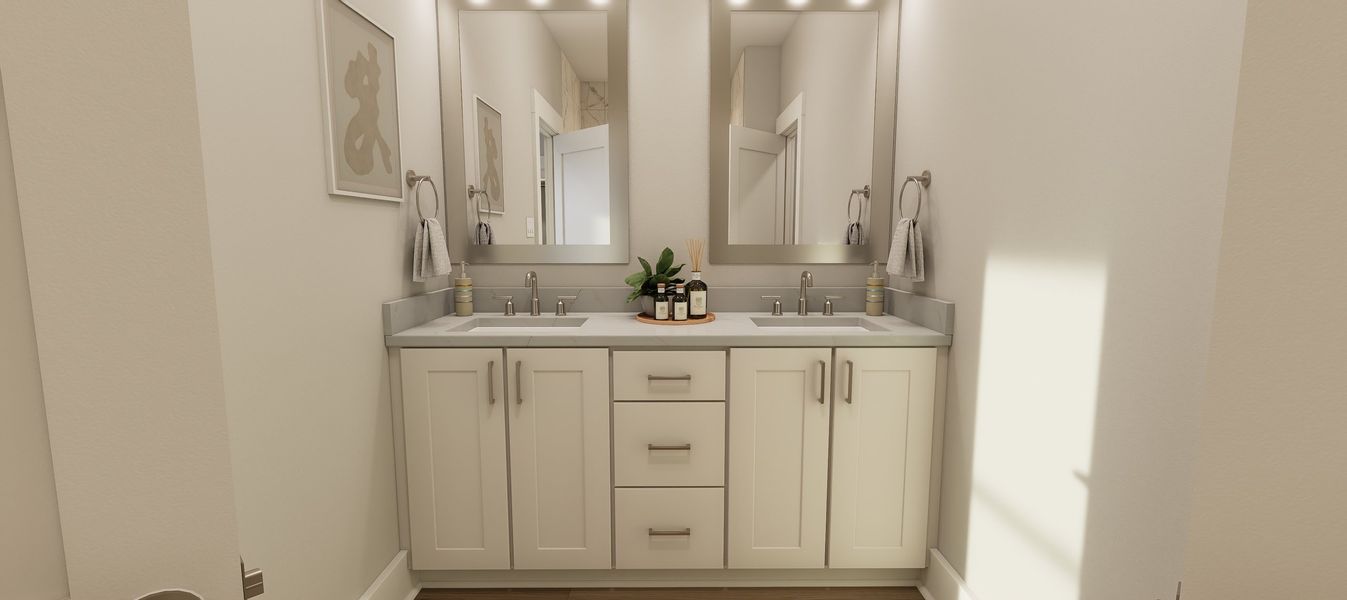 Representative furnished interior of a home built from the Cora End Unit by Baker Residential in Atwater Station - Midtown Collection, Fuquay Varina (Image 14).