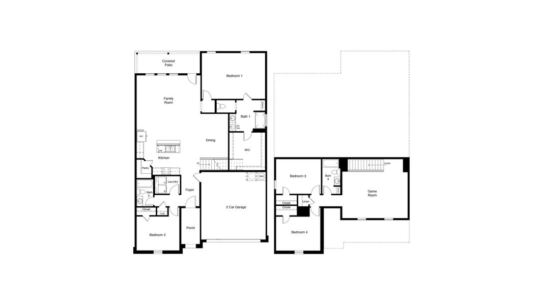 2D floor plan layout for the Plan by D.R. Horton in Eagle Creek, Denton, TX (Image 3). 2D floor plan layout for the Plan by D.R. Horton in Eagle Creek, Denton, TX (Image 3).