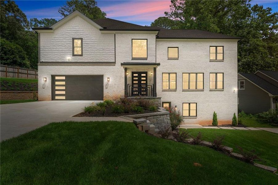 Front exterior of a new home in , Roswell, GA, highlighting curb appeal (Image 28). Front exterior of a new home in , Roswell, GA, highlighting curb appeal (Image 28).