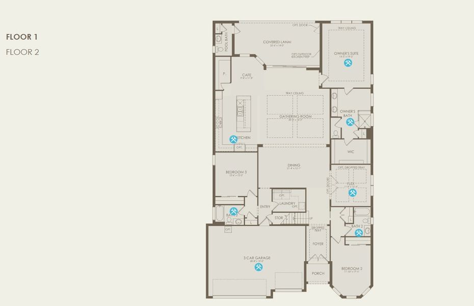 2D floor plan layout for the Layton Grand by Del Webb in Del Webb Explore North River Ranch, Parrish, FL (Image 4).