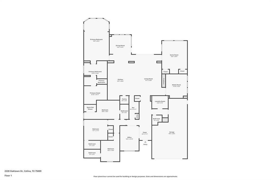 2D floor plan layout of this home in Mustang Lakes, Celina, TX (Image 5).