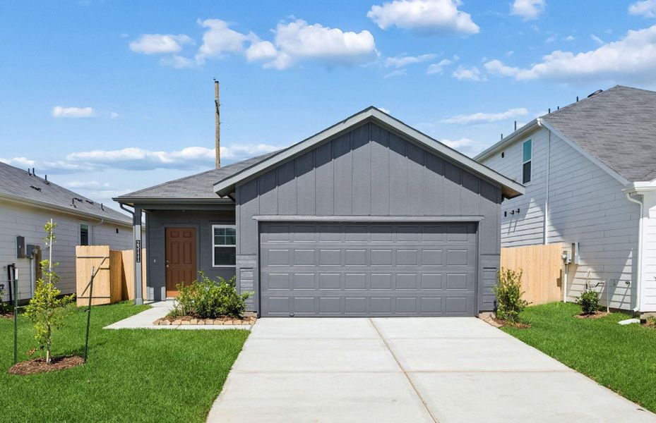 Front exterior of a new home in Stokesbury, Waller, TX, highlighting curb appeal (Image 18).