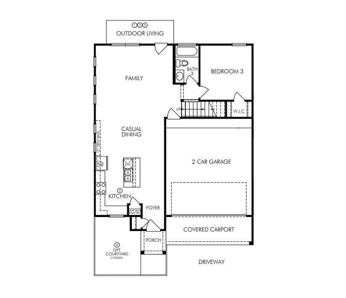 2D floor plan layout of this home in Spring Brook Village - Luxe Series, Houston, TX (Image 5).