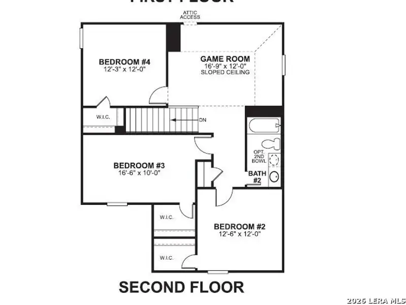 2D floor plan layout of this home in Meadows at Clear Springs, New Braunfels, TX (Image 3).