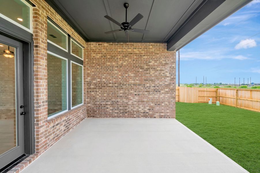 Exterior details and patio area of a home in Elyson - Reserve Collection, Katy (Image 4).