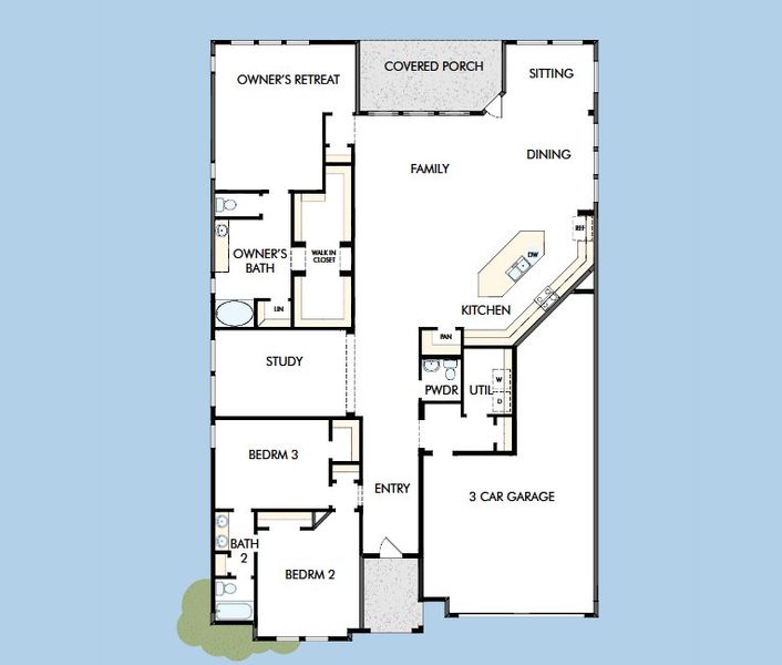 2D floor plan layout for the The Getty by David Weekley Homes in Myrtle Creek, Waxahachie, TX (Image 3). 2D floor plan layout for the The Getty by David Weekley Homes in Myrtle Creek, Waxahachie, TX (Image 3).