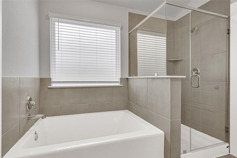 Primary bathroom with separate shower and oversized bathtub