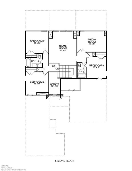 2D floor plan layout of this home in Grand Magnolia, Magnolia, TX (Image 3).