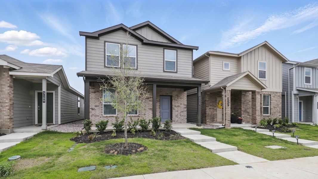 Representative exterior photo of a completed home built from the HAZELNUT by D.R. Horton in Orchard Village, Fort Worth, TX (Image 20).