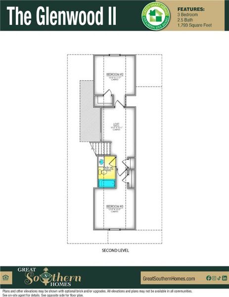 2D floor plan layout of this home in Brownstone Park, Easley, SC (Image 2).