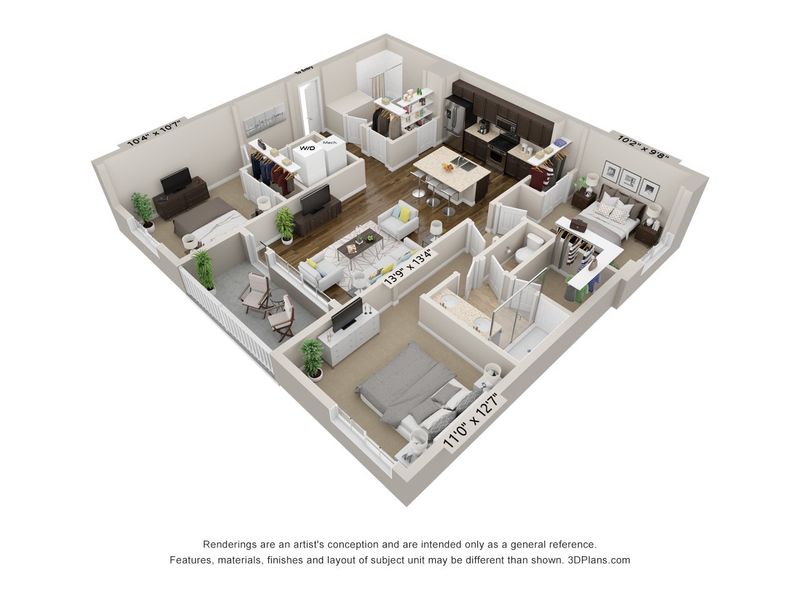 2D floor plan layout for the Vyktorea II-G by Lokal Homes in Gateway Commons, Denver, CO (Image 2).