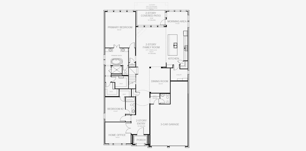 2D floor plan layout for the 3994W by Perry Homes in Windborne 100', Converse, TX (Image 3). 2D floor plan layout for the 3994W by Perry Homes in Windborne 100', Converse, TX (Image 3).