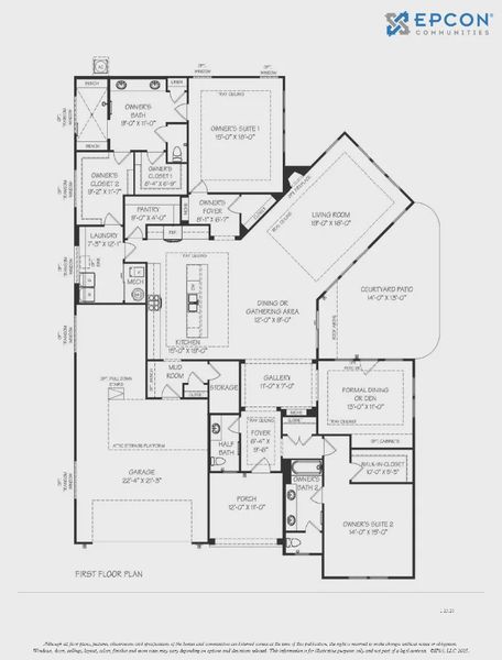 2D floor plan layout for the Provenance by Epcon Communities in The Courtyards at Bailey Farms, Dacula, GA (Image 5).