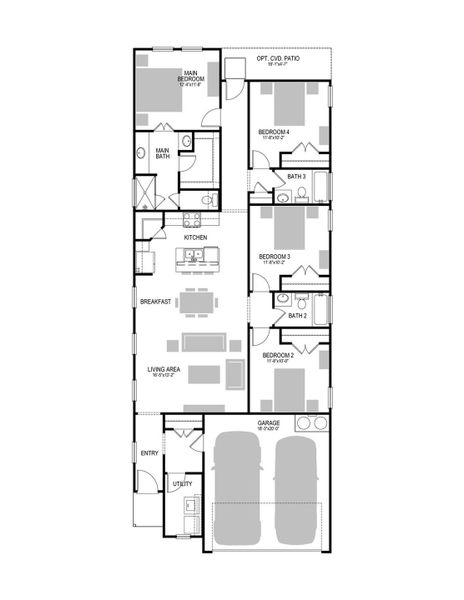 2D floor plan layout of this home in Trinity Ranch, Elgin, TX (Image 4). 2D floor plan layout of this home in Trinity Ranch, Elgin, TX (Image 4).