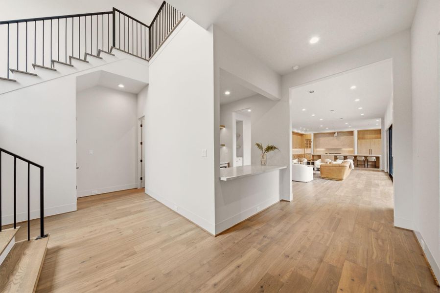As you walk in this stunning home, notice the white oak flooring, high ceilings and meticulous details throughout.