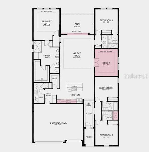 2D floor plan layout of this home in Hammock at Two Rivers, Zephyrhills, FL (Image 4).