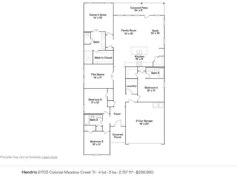 2D floor plan layout of this home in Binford Creek, Waller, TX (Image 3).