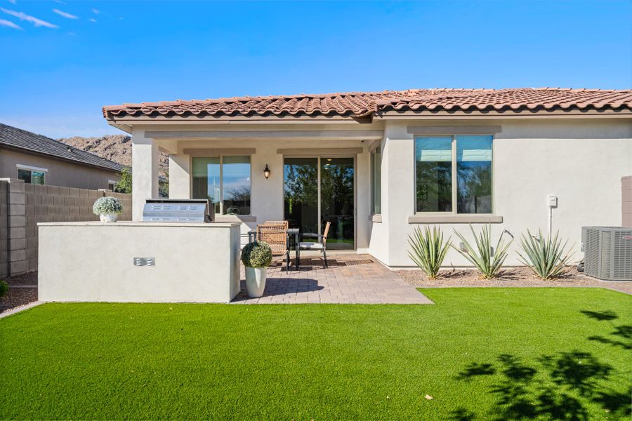 Backyard with Covered Patio | Brisa | Mira Vista at Victory in Buckeye, AZ by Landsea Homes