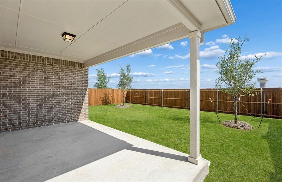 Covered patio in backyard