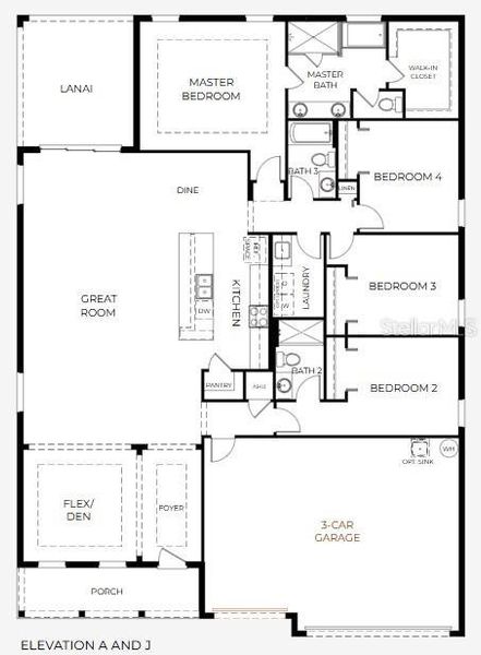 2D floor plan layout of this home in Port Orange, Port Orange, FL (Image 3).