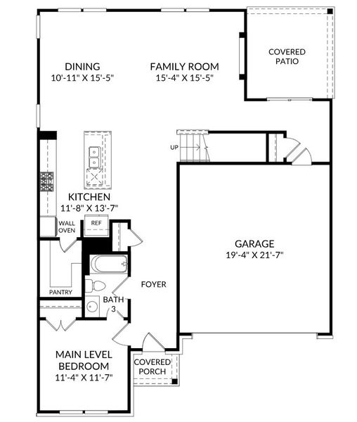 2D floor plan layout for the The Idlewild by Stanley Martin Homes in Croftside Single Family Homes, Powder Springs, GA (Image 3).