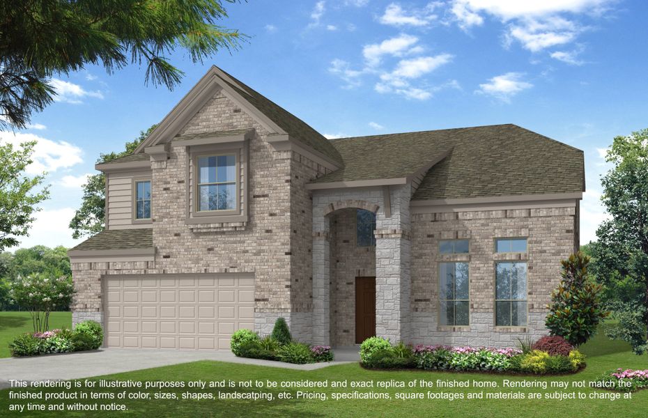 Front exterior of a new home in Morton Creek Ranch, Katy, TX, highlighting curb appeal (Image 1). Front exterior of a new home in Morton Creek Ranch, Katy, TX, highlighting curb appeal (Image 1).