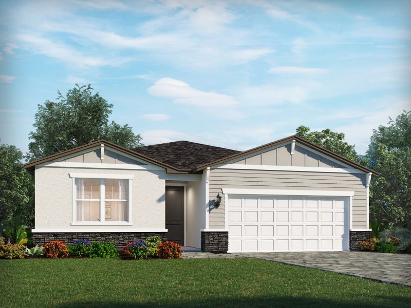 Representative exterior photo of a completed home built from the Emilia by Meritage Homes in Ridgehaven - Signature Series, Ormond Beach, FL (Image 1).