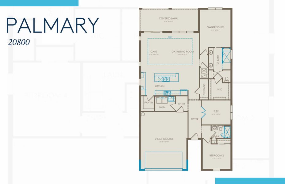 2D floor plan layout of this home in Del Webb Oak Creek, North Fort Myers, FL (Image 4).