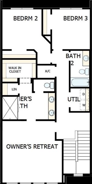 2D floor plan layout of this home in Emerald Landing at Waterside at Lakewood Ranch – Towns, Sarasota, FL (Image 3).