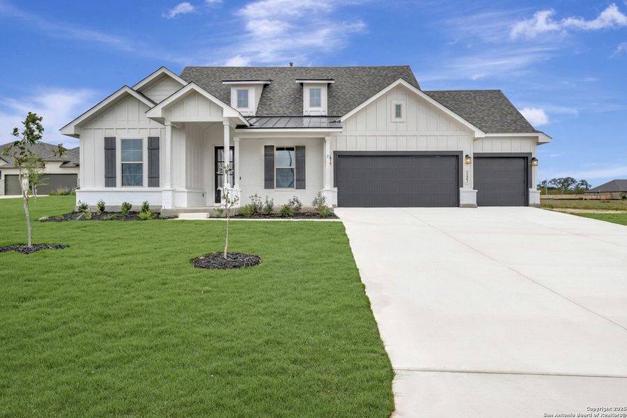 Front exterior of a new home in Preserve at Annabelle Ranch, San Antonio, TX, highlighting curb appeal (Image 21). Front exterior of a new home in Preserve at Annabelle Ranch, San Antonio, TX, highlighting curb appeal (Image 21).