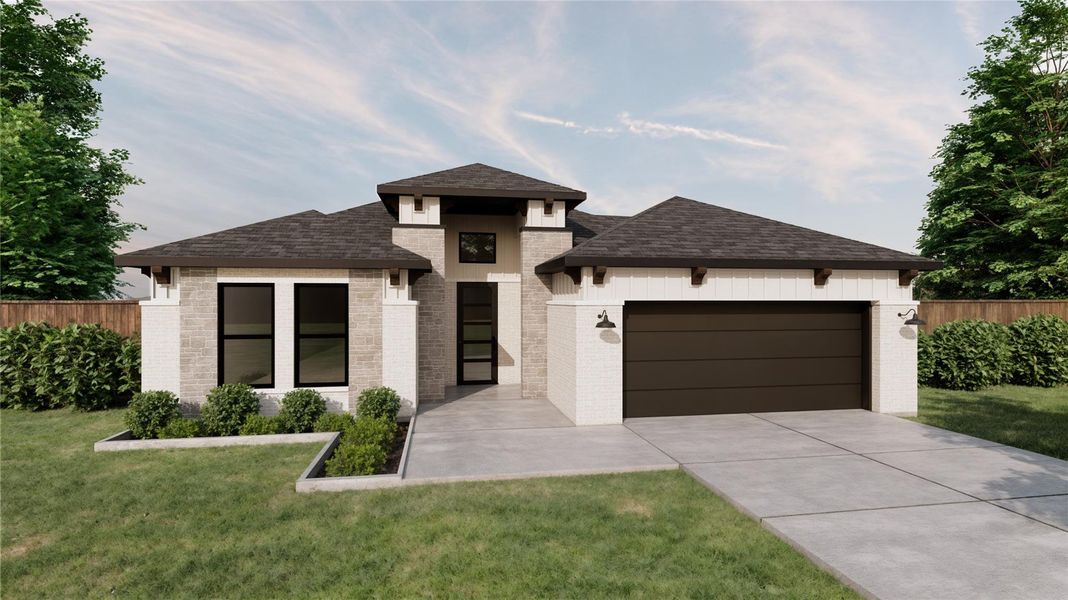 Front exterior of a new home in , Sealy, TX, highlighting curb appeal (Image 1).