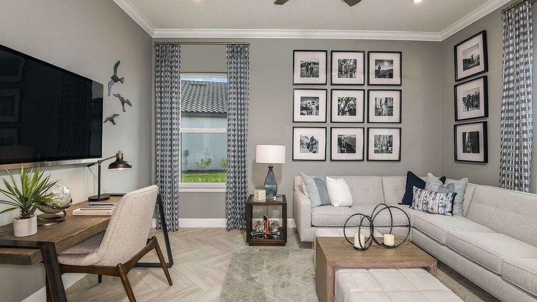 Furnished interior view inside a new home in Esplanade at Tradition, Port St. Lucie (Image 7). Furnished interior view inside a new home in Esplanade at Tradition, Port St. Lucie (Image 7).