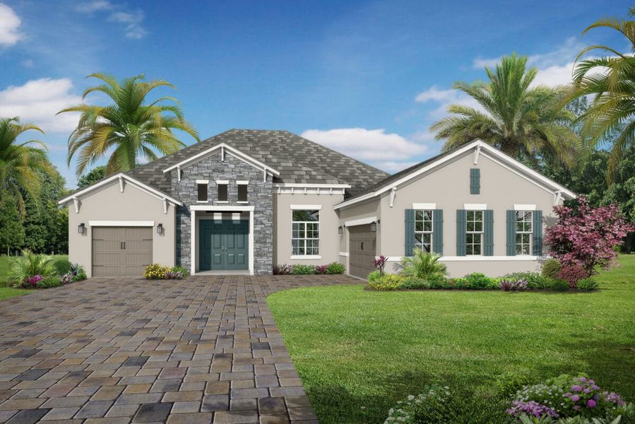 Representative exterior photo of a completed home built from the Santa Maria 2 by Medallion Home in Hampton Lakes, Sarasota, FL (Image 10). Representative exterior photo of a completed home built from the Santa Maria 2 by Medallion Home in Hampton Lakes, Sarasota, FL (Image 10).