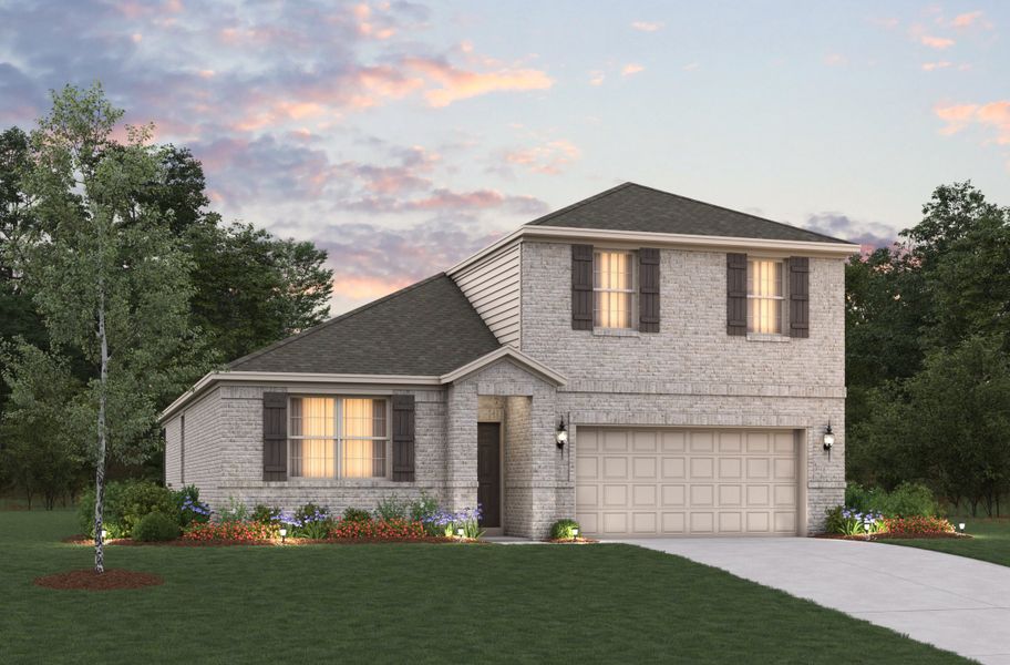 Representative exterior photo of a completed home built from the Berkshire by Beazer Homes in Whitewing Trails: Meadows 50', Princeton, TX (Image 16).