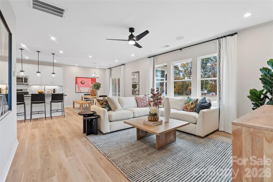 Cozy great room with furnishings to perfectly match the space.