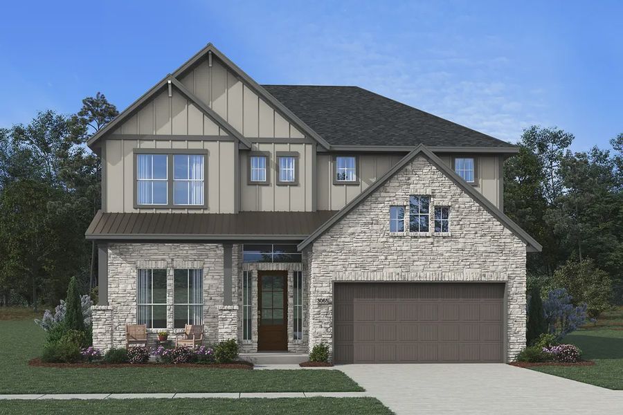 Representative exterior photo of a completed home built from the Acadia by Chesmar Homes in 50' Homesites at Jubilee, Hockley, TX (Image 23).