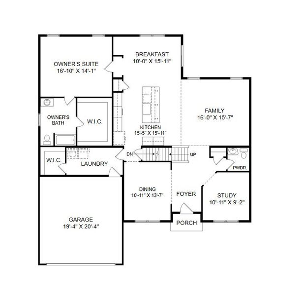 2D floor plan layout for the Augusta by Keystone Custom Homes in Windermere Farms, Waxhaw, NC (Image 5).