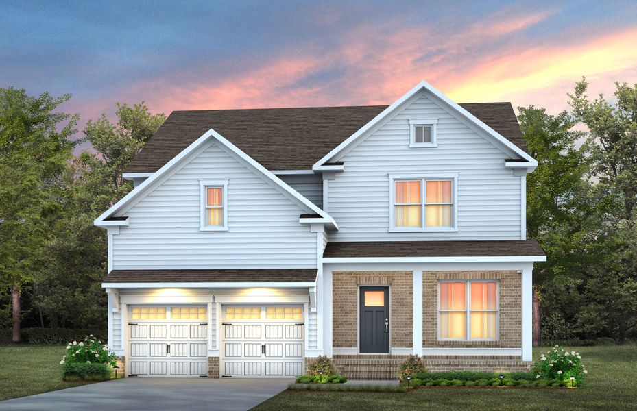 Representative exterior photo of a completed home built from the Mercer by Pulte Homes in The Preserve at Marks Creek, Knightdale, NC (Image 20). Representative exterior photo of a completed home built from the Mercer by Pulte Homes in The Preserve at Marks Creek, Knightdale, NC (Image 20).