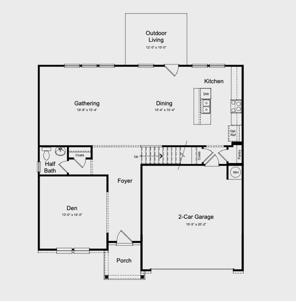 2D floor plan layout for the Andrews by Taylor Morrison in Eagle Trace, Wendell, NC (Image 3).