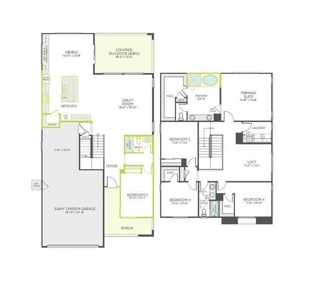 2D floor plan layout of this home in Arietta at Soleo, San Tan Valley, AZ (Image 4).