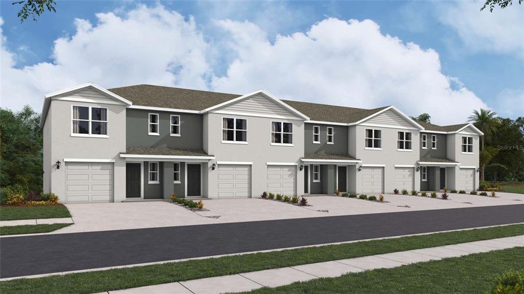 Front exterior of a new home in Twisted Oaks, Wildwood, FL, highlighting curb appeal (Image 1).