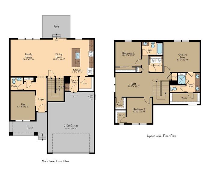 2D floor plan layout for the Mahogany by View Homes in The Glen-12, Colorado Springs, CO (Image 3).